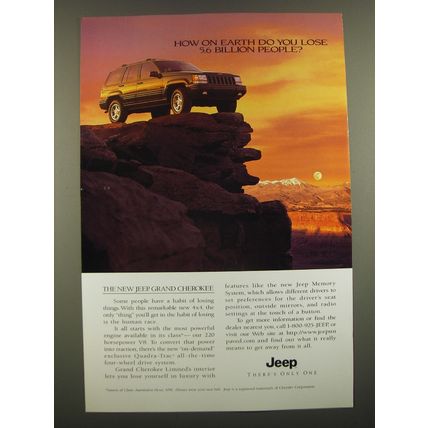 1996 Jeep Grand Cherokee Ad - How on earth do you lose 5.6 Billion people