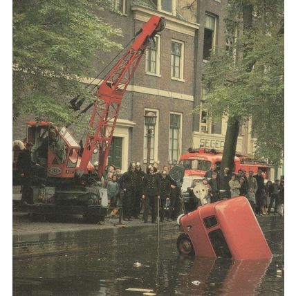 Dutch Car Sinking Flood Disaster Police Crane Holland Postcard