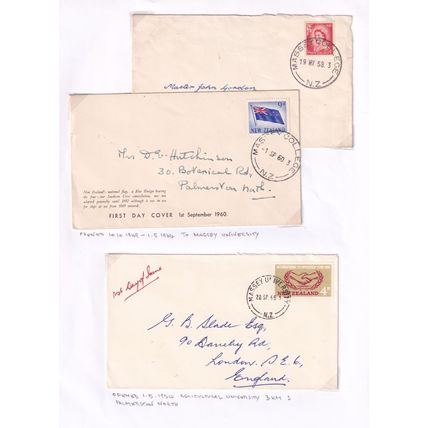 Massey University Palmerston North 4x Old Envelopes Postmarks Postcard