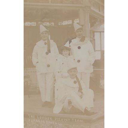 The London Pierrot Team Lady Clown Old Express Real Photo Postcard