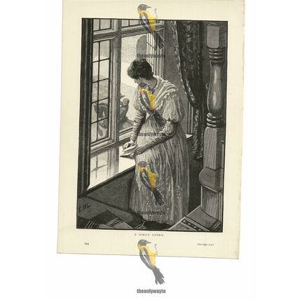 Girl's Story, Romantic Victorian Book Illustration (Print), 1886