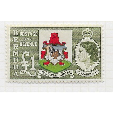BERMUDA 1953 QE2 ARMS HERALDRY £1 SG150 SG MINT MH