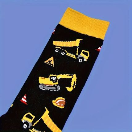 NEW Builder Dump Truck Digger Excavator JCB Novelty Crew Socks UK 6-10 Gift UK