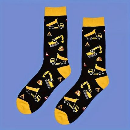 NEW Builder Dump Truck Digger Excavator JCB Novelty Crew Socks UK 6-10 Gift UK