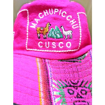 Machupicchu Cusco (PERU) Souvenir Bucket Hat Hand Woven Pink Unisex Hiking Flaw