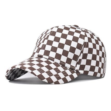Checker Baseball Caps For Women Men Grid Lattice Casual Fitted Hat UK New