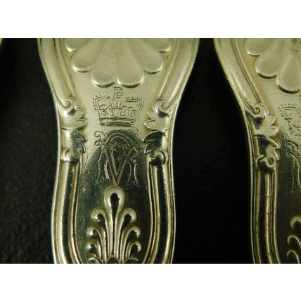 4 Pair Silver Plate Fish Knives & Forks Bearing Queen Victorias Cypher Wilkinson