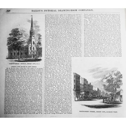 Jersey City, State of New Jersey - Story & 6 Prints - Ballou's Pictorial, 1857.