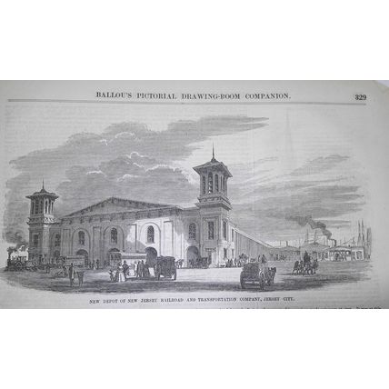 Jersey City, State of New Jersey - Story & 6 Prints - Ballou's Pictorial, 1857.