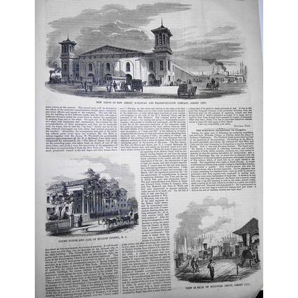 Jersey City, State of New Jersey - Story & 6 Prints - Ballou's Pictorial, 1857.