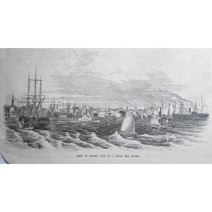 Jersey City, State of New Jersey - Story & 6 Prints - Ballou's Pictorial, 1857.