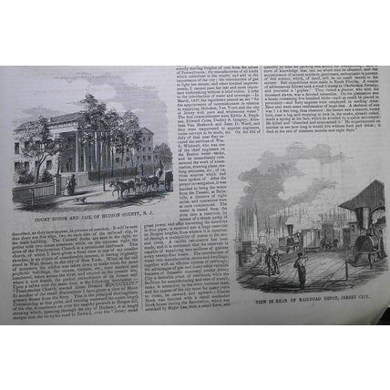 Jersey City, State of New Jersey - Story & 6 Prints - Ballou's Pictorial, 1857.