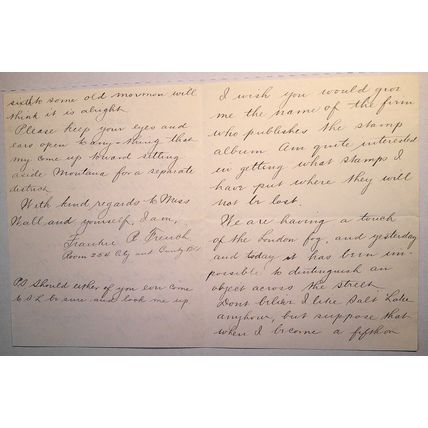 1902 Salt Lake City, Utah Letter to Hrlena, MT
