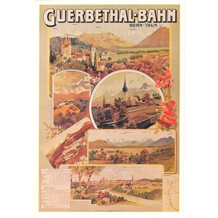 Guerbethal Bahn Switzerland Thun 1905 Poster Postcard