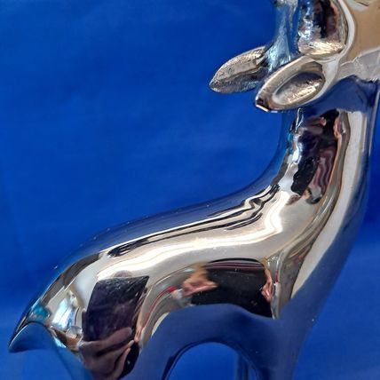 SILVER Metal REINDEER CANDLE Stick HOLDER Christmas Votive Tealight Deer Holiday