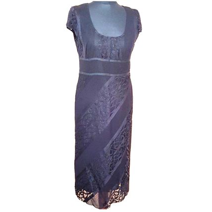 M&S Black Midi Lace Dress Size 12 UK