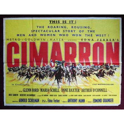 CIMARRON (1960) Vintage U.K. Quad ***Glenn Ford, Maria Schell***