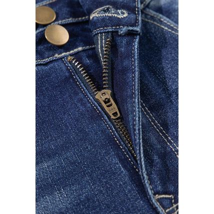 Sail Blue High Rise Dual Button Distressed Raw Hem Flared Jeans