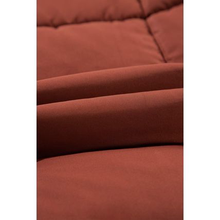 Coffee Quilted Puffer Stand Neck Zipped Mid-length Coat