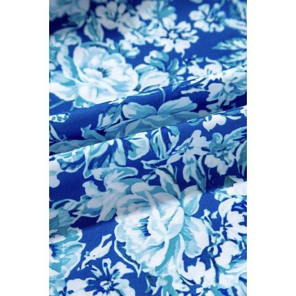 Blue Floral Puff Sleeve Babydoll Mini Dress
