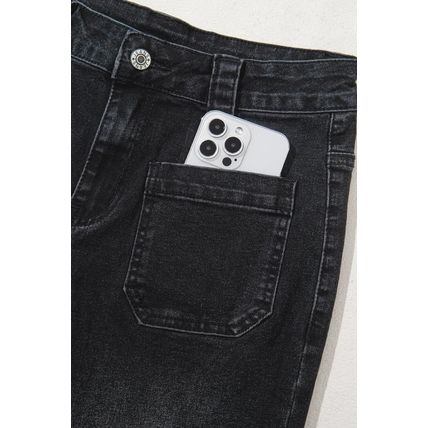 Black Wide Leg Pocketed High Waist Jeans