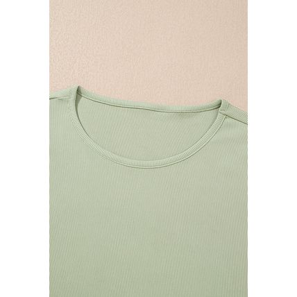 Smoke Green Textured Tank Top and Drawstring High Waist Pants Set