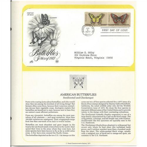 AMERICAN BUTTERFLIES : SWALLOWTAIL ' OFFICIAL FIRST DAY of ISSUE ' ( 1977)