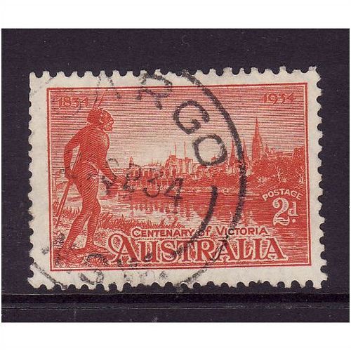 AUSTRALIA 1934 SG 147 2d ORANGE VERMILION CENTENARY OF VICTORIA FINE USED#1