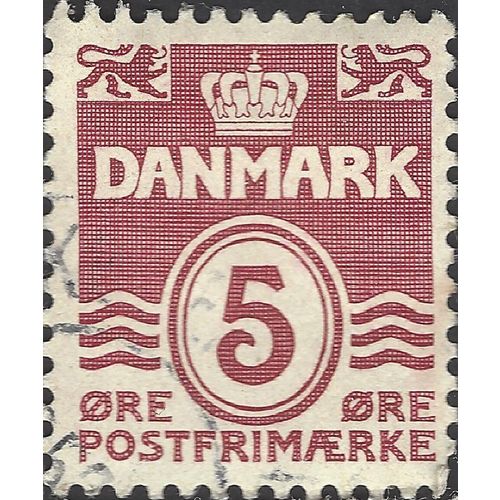 DENMARK, Wave design, red-violet 1938, 5ore