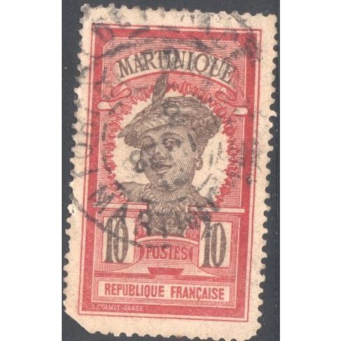 Martinique 1908 - SG89 - 10c red & purple - Martinique Woman - used