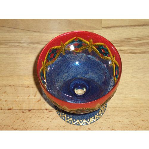 Decorative Hand Painted Glass Pedestal Bowl