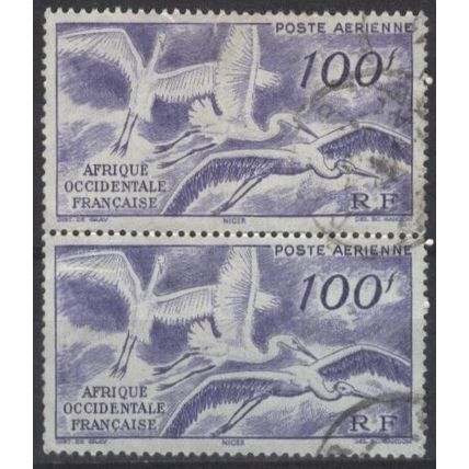 French West Africa 1947 SG 56 Used Pair - Birds (C-032 (1))