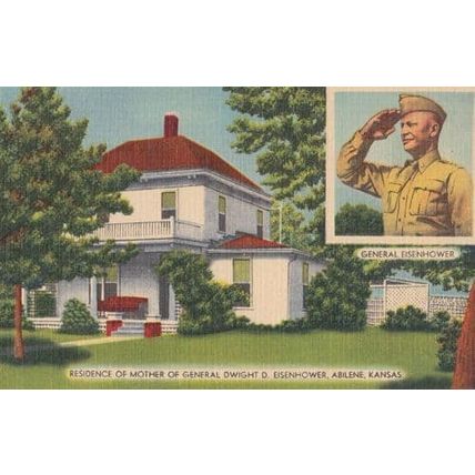 General Dwight Army Soldier Military Eisenhower Residence 1950s Postcard Mint