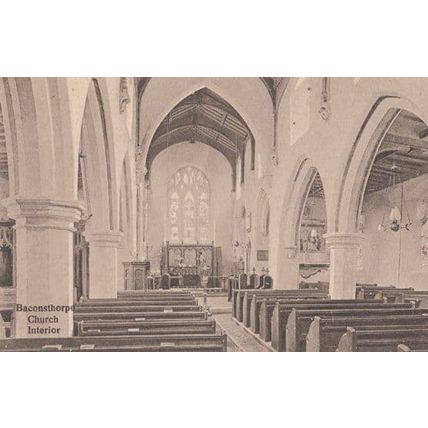 Baconsthorpe Church Interior Antique Norfolk Postcard