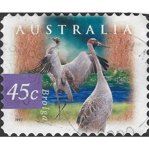 AUSTRALIA, BIRD, Brolga, Grus rubicunda, violet 1997, 45c, #3