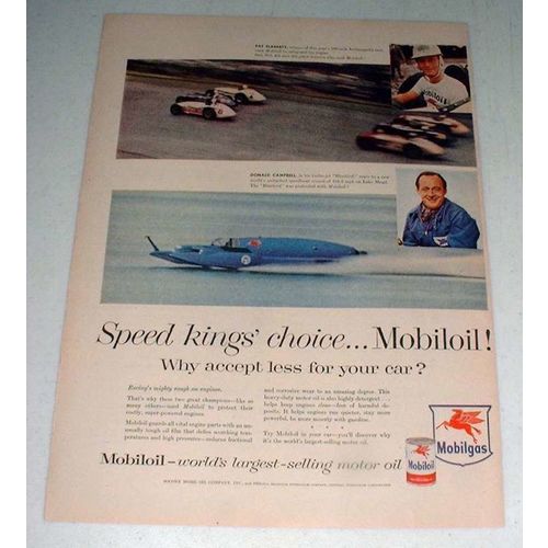 1956 Mobil Oil Ad w/ Pat Flaherty, Donald Campbell