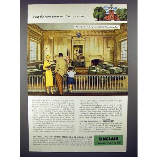 1956 Sinclair Oil Ad - Assembly Room, Independence Hall