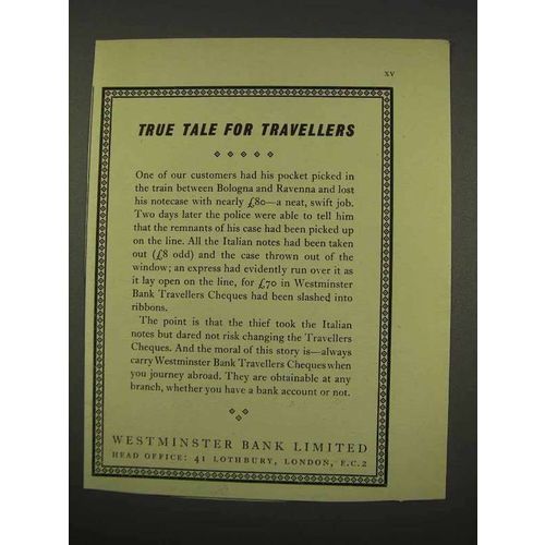 1956 Westminster Bank Limited Ad - Tale for Travellers