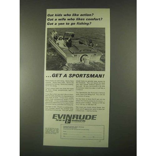 1967 Evinrude Sportsman Boat Ad - Kids Like Action?