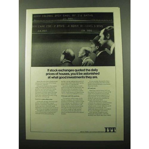 1969 ITT Ad - Stock Exchanges Quoted Prices of Houses
