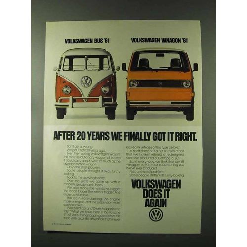 1981 Volkswagen Vanagon Ad - We Finally Got It Right