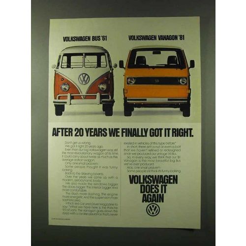 1981 Volkswagen Vanagon Ad - After 20 Years Got Right