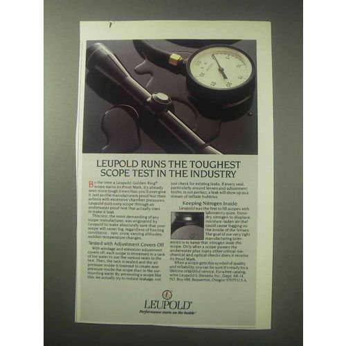 1985 Leupold Scopes Ad - Toughest Test in Industry