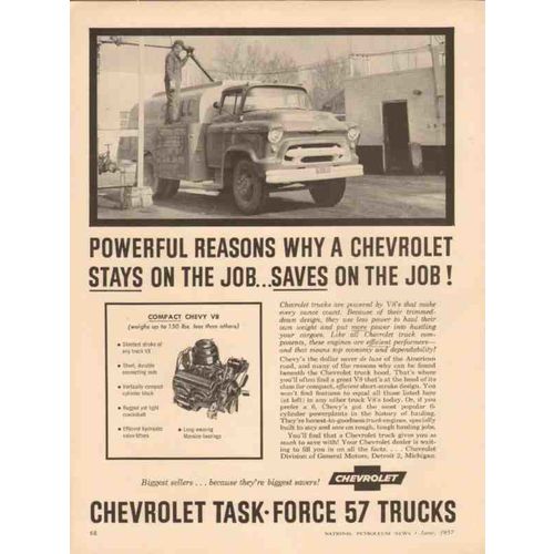 CHEVROLET 1957 powerful reasons stays saves Chevy trucks vintage ad