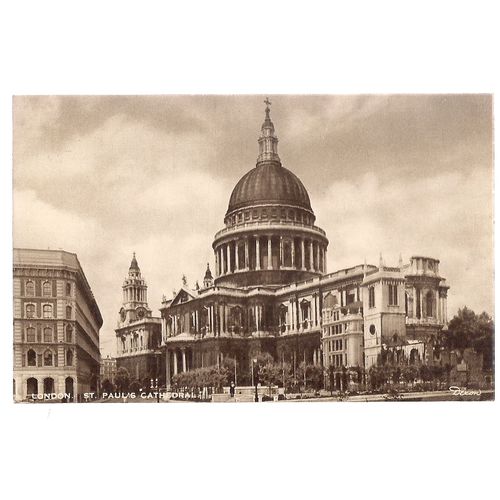 ST. PAUL'S CATHEDRAL LONDON . used vintage postcard. 1956 pm J Arthur Dixon =