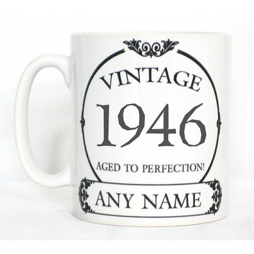 Vintage 1940s Aged To Perfection Mug PERSONALISED Wine Label Birthday Year Gift