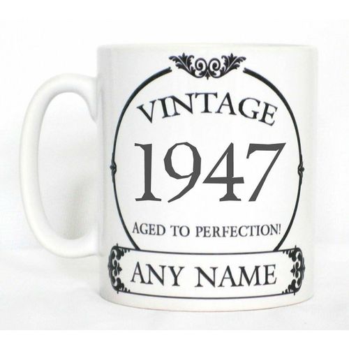Vintage 1940s Aged To Perfection Mug PERSONALISED Wine Label Birthday Year Gift