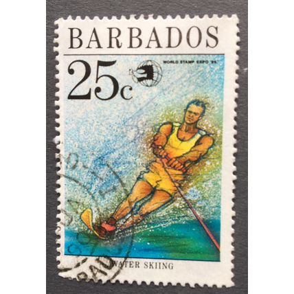 Barbados 1989. Stamp expo, Washington. Water sports SG 906 25c Water skiing