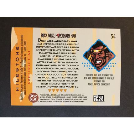Milestone: The Dakota Universe trading card #54 (Buck Wild)