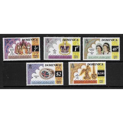 DOMINICA 1977 SILVER JUBILEE SET 5 VALS SG 562 / 566 M MINT#2
